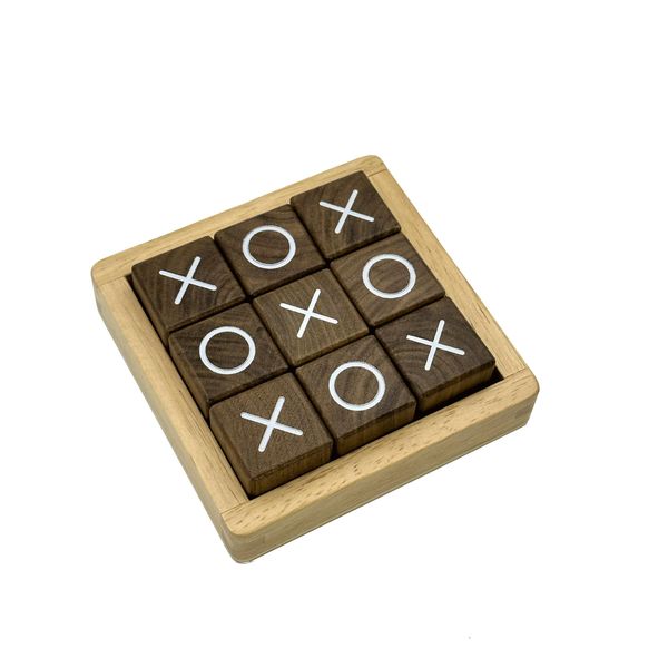 WOWME Tic Tac Toe Board Game Noughts Crosses Games Coffee Table Decor for All Ages Size 4 by 4 Inch