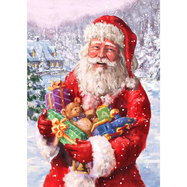 RICUVED Christmas Diamond Painting Kits for Adults, DIY Diamond Painting Kits Santa Claus Round Full Drill Diamond Art Kits Picture Arts Craft for Home Wall Art Decor 11.8x15.8 inch