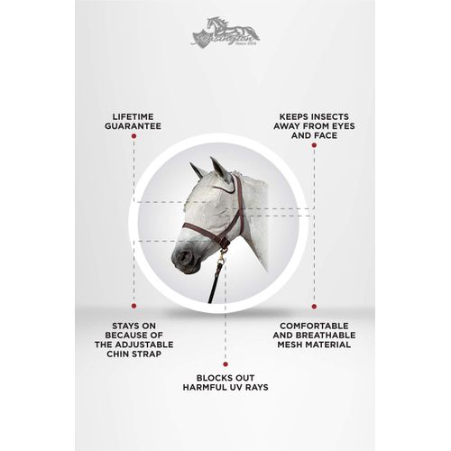 Kensington Natural Look CatchMask Horse Fly Mask — Innovative Combination Fly Mask and Catch Halter with Double Locking Lead Rope Fastener — 2 Sizes (Grey/Tan, Large)