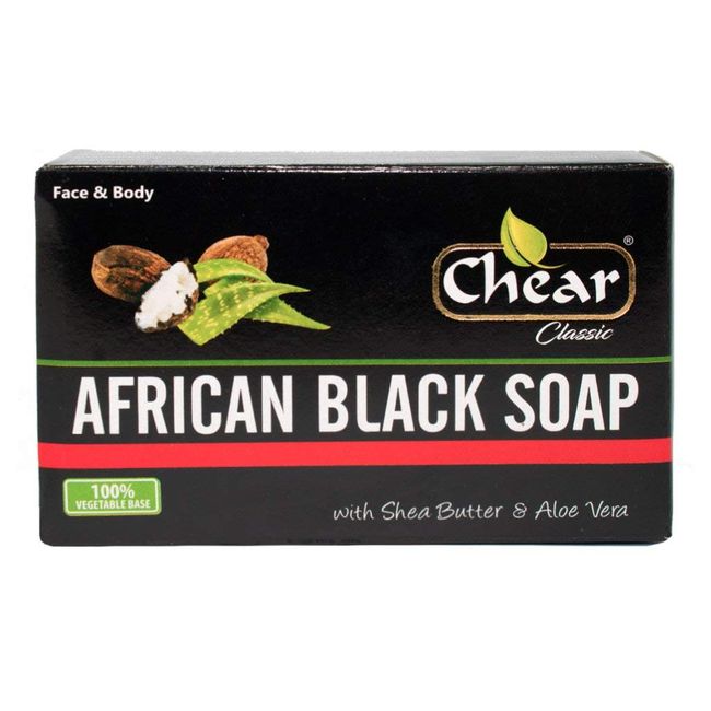 Chear African Black Soap 150g - with Shea Butter & Aloe Vera, Cleansing, Face & Body