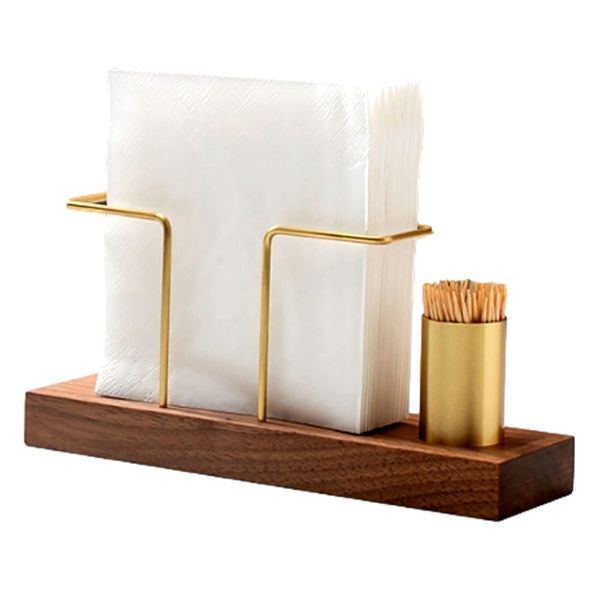 S.fields.inc Napkin Stand, Paper Napkin Holder, Paper Napkin Holder, Wood Retro with Toothpick Holder (Dark Brown)