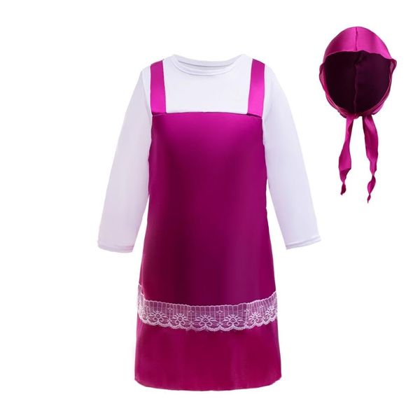 Dressy Daisy Little Girls and Bear Halloween Costume Birthday Party Dress Up Outfit with Kerchief Size 7-8 (L), Purple