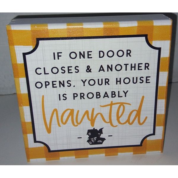 House Probably Haunted Wooden Block Sign Halloween Deco