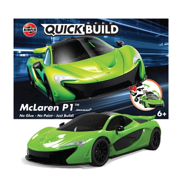 Airfix J6021 Quickbuild Plastic Model Car Kits - McLaren P1 Green - Easy Assembly Snap Together Model Kit, Classic Race Cars for Adults & Kids to Build, Model Sport Cars, Building Toys Set