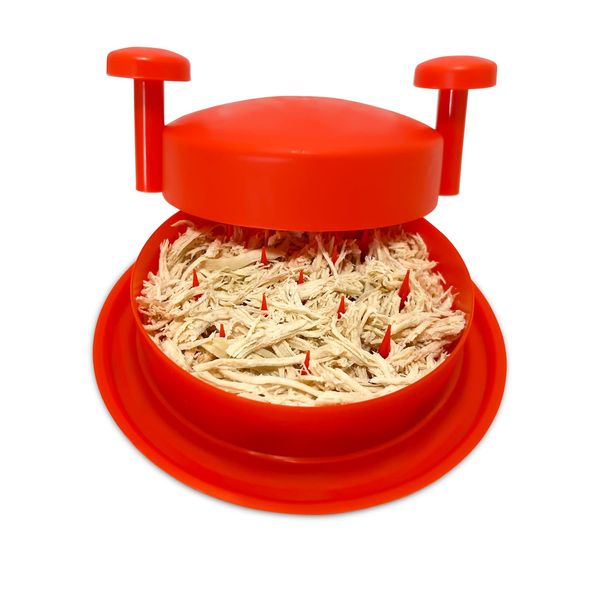 Chicken Shredder Machine, Shredding Tool, Meat Shredder with Handles Non-skid Base Mat Suitable for Pulled Pork Beef 8inch Red