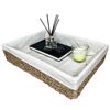 Lined Seagrass Tray 40cm Extra Large Rectangle Woven Bathroom Kitchen Strorage Hamper