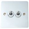 Merriway BH02981 Flat Plate Toggle Light Switch 2-Gang 2-Way - Chrome