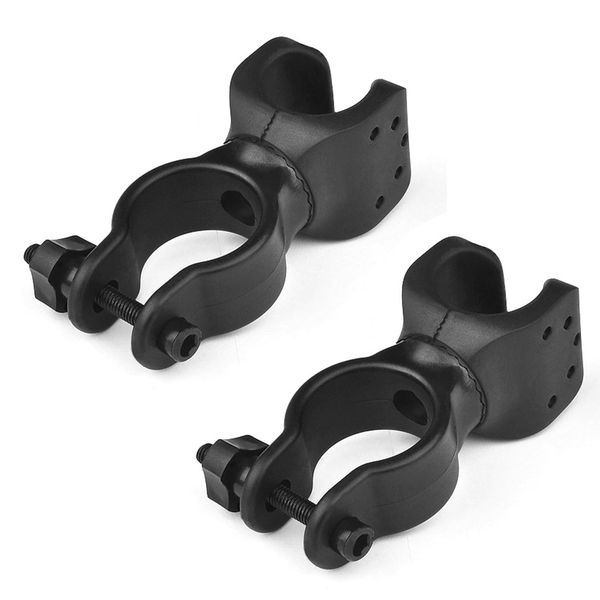 CLKE 2 PCS Walking Stick Holders, Walking Stick Holder for Mobility Scooter, Wheelchair Walking Stick Holder, 360 Degree Adjustment Walking Cane Crutch Holder (Black)