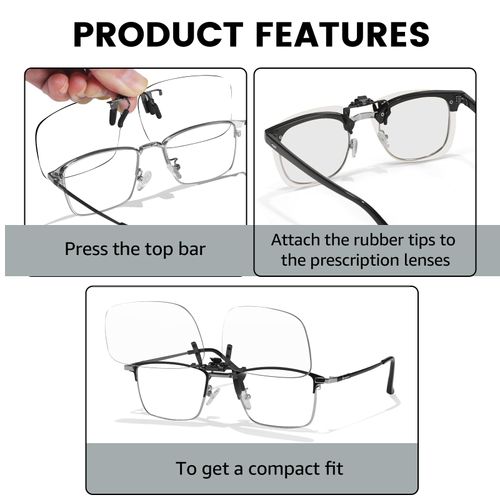 VIEWBETTER 3 Pack Clip On Blue Light Blocking Glasses for Eyes Strain/Light-Sensitive Flip Up Computer Gaming Glasses BL1007