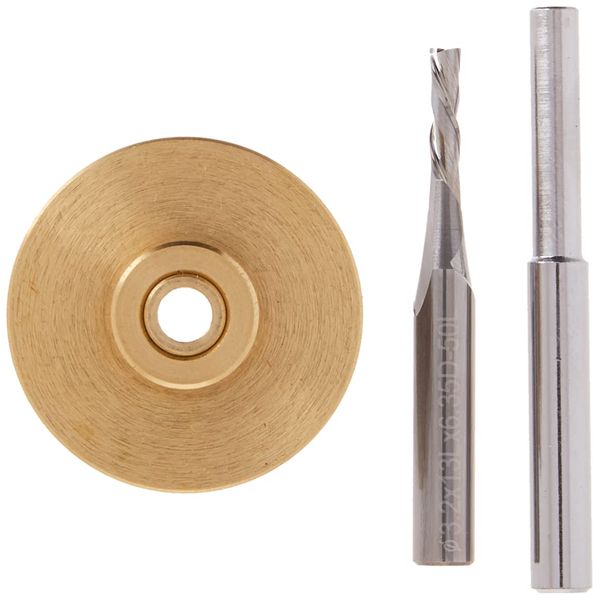 POWERTEC Solid Carbide Downcut Spiral Router Bits 1/4 Shank with Router Bushing, Collar & Alignment Pin for use w/ 1/4 Router Templates. Includes 1/8 Router Bits for Wood PVC MDF Hardwood (71333)