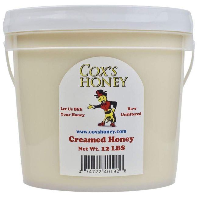 Cox's Honey - Bulk Creamed Whipped Honey Raw Unfiltered | 100% Pure Clover Delicious Honey - Product of the USA (12 lbs)