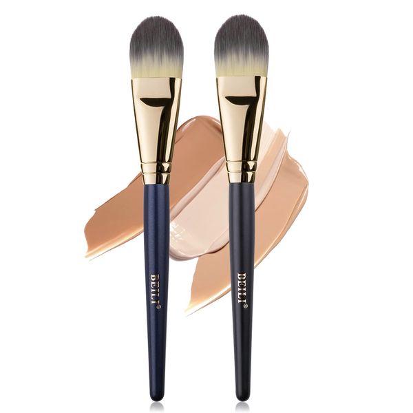 BEILI Foundation Pinsel, Flat Top Pinsel, Pinsel Fluessig Make up, Flat Foundation Brush, Concealer Pinsel, Contouring Pinsel, Make-up Pinsel, für Cremige, Pudrige oder Flüssige Foundation-2 Stück