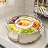Round Divided Serving Tray Platter With Lid & Handle Storage Container 11"
