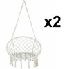 2 Pack Beige Hanging Cotton Rope Macrame Hammock Chair Swing Outdoor Indoor