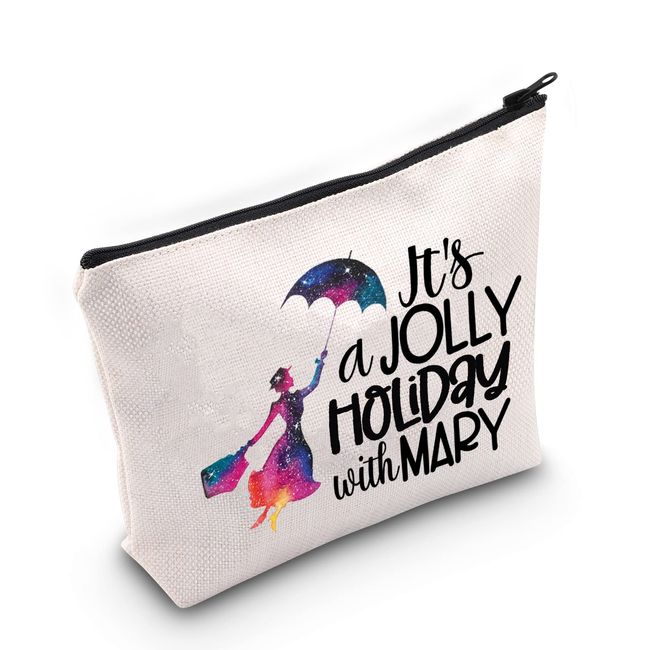 WZMPA Mary Movie Kosmetiktasche, Motiv: Poppin, Regenschirm, Fans, Geschenk It's Jolly Holiday mit Mary Make-up-Tasche mit Reißverschluss für Frauen und Mädchen, Urlaub mit Maria, Passform