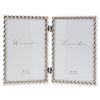 4x6 Hinged Double Cast Metal Picture Frames, Silver Rope Design