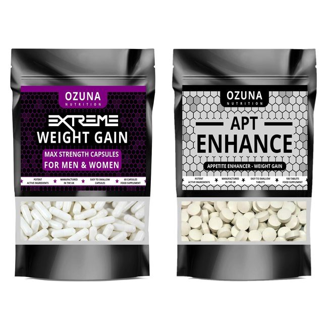 Extreme Weight Gain Anabolic & APT Appetite Enhancer Stimulant Bundle Strongest Available, Quick Weight & Muscle Growth Pills, Made in The UK