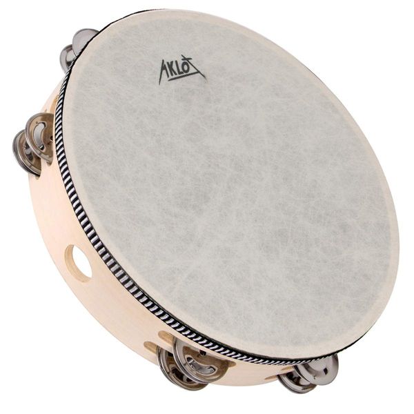 Aklot Tambourine Birch Hand Drum 10" Percussion Double Jingle for Party, Gift, Education, KTV, Kids Games, Music Recitals, Classroom