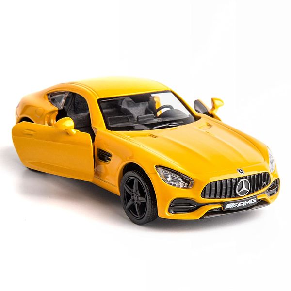 RMZ City 1:36 Scale Diecasting Alloy Car Model Mercedes-Benz AMG GTS Car Model Toy Car Pull Back Vehicles Toy Car for Toddlers Kids Boys Girls Gift (Yellow)