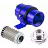 AN6/AN8/AN10 BLUE 100 MICRON ELEMENT ALUMINUM INLINE FUEL/PETROL FILTER+BRACKET