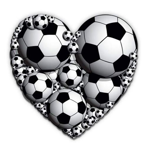 Soccer Balls Heart - 3" Vinyl Sticker - for Car Laptop I-Pad Phone Helmet Hard Hat - Waterproof Decal
