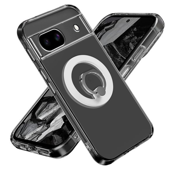 [MagSafe Compatible Smartphone Ring] Pixel 8a Case Transparent with Ring Google Pixel 8a Smartphone Case Clear Tando Function Anti-yellowing (Pixel 8a Transparent Case)