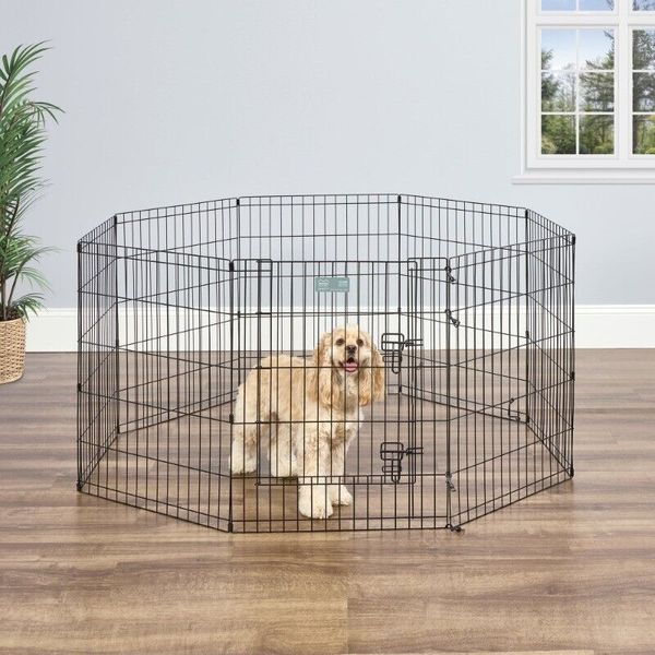 Metal Exercise Pet Dog Playpen with Door Pets Gates Folding Play Pen Durable New