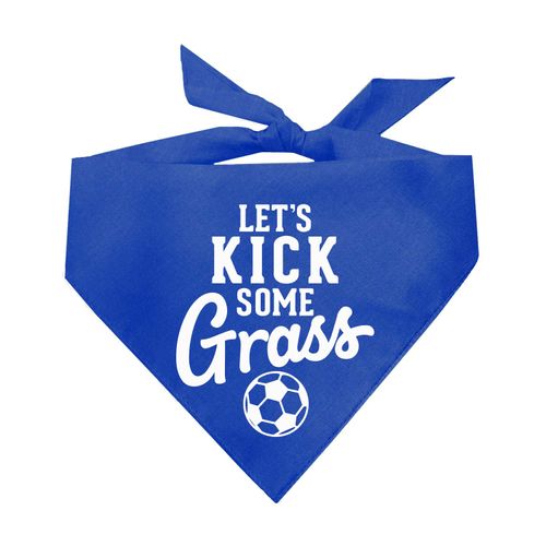Let's Kick Some Grass Soccer Dog Bandana (Royal, OS 1077)