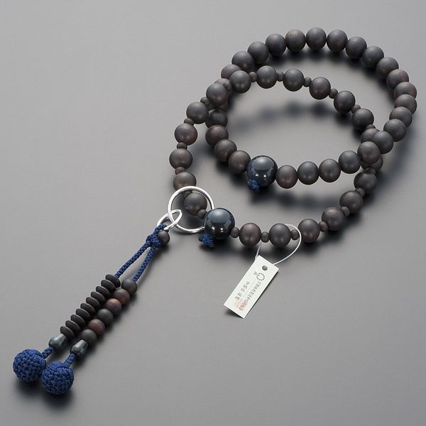 Butsudanya Takita Shoten Buddhist Beads Jodo Buddhist Buddhist Buddhist Beads for Men [Men] Banded Ebony (Glossed), Blue Tiger Eye Stone Tailor, Santhousand Pure Land, 9 inches (Pure Silk Buddhist Buddhist Buddhist Beads), Kyoto Prayer Beads, Two-wheel Be