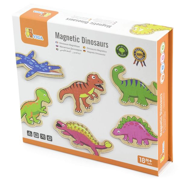 Viga Toys - 50289 - Wooden Magnetic Dinosaurs - 20 pieces