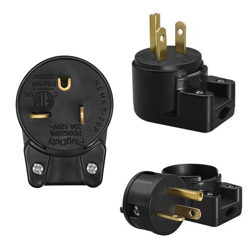 JORINDO 3 Pack 90 Degree 3 Pole DIY rewirable,Right Angle Nema 5-20P 20A 125V AC Plug,Replacement Cord Connector Outlet,12 Direction Rotatable Plug.