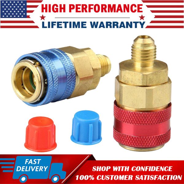 A/C Quick Coupler Adapter Adjustable High Low Side AC HVAC Freon Conversion Kit