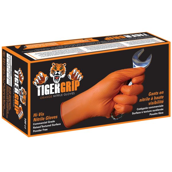 KUNZER Tiger Grip M - Chemical Resistant Nitrile Disposable Gloves Orange - "Tiger Grip" Size M - Pack of 100