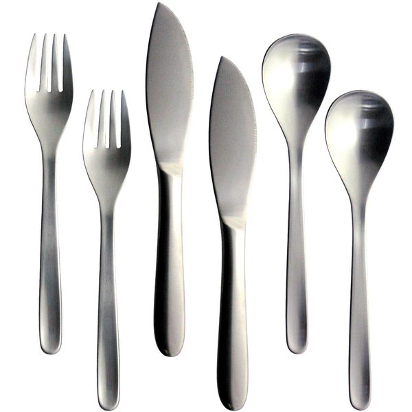 Sori Yanagi Dinner Cutlery Set, #1250, 6 Pieces, Knife, Spoon, Fork, Made in Japan