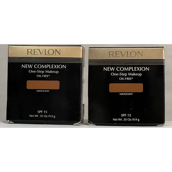 2 Revlon New Complexion one step compact  make up  Oil Free .35 oz  MAHOGANY