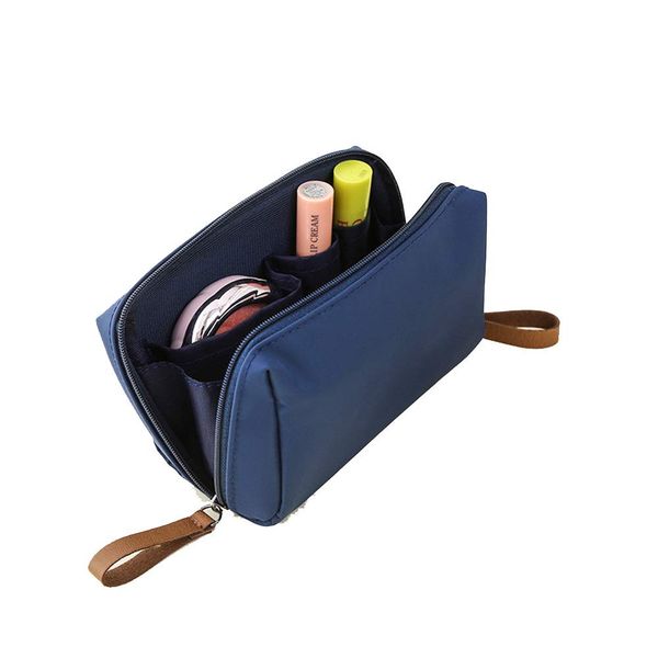 MOCOFO Plain Makeup Pouch, Cosmetic Pouch, Accessory Holder, Pen Case, Deep Blue, Large Capacity Lady Vanity Bag