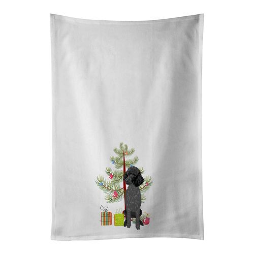 Caroline's Treasures WDK3119WTKT Poodle Standard Black Christmas White Kitchen Towel Set of 2 Dish Towels Decorative Bathroom Hand Towel for Hand, Face, Hair, Yoga, Tea, Dishcloth, 19 X 25, White