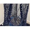 Navy  Silver 3D Fringe Beaded Sequins Embroidery Lace Fabric 50” Width 1 Yard