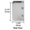 Brushed Stainless Closed Bottom Left Hand Bottom Radius Base 1/4" Glass Clip
