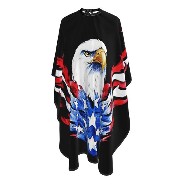 American Flag And Bald Eagle Patriotic Salon Barber Cape - Professional Hairdressing Waterproof Hair Cutting Cape With Adjustable Snap Closure-Haircut Apron For Hair Stylist And Home Use-55''X66''