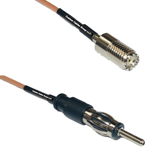 0.5 feet RG316 Mini UHF Female to AM/FM Male RF Pigtail Coaxial Cable