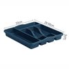 JMS we create smile 5 Compartments Plastic Cutlery Tray Kitchen Storage Draw Organizer Rack (Navy)