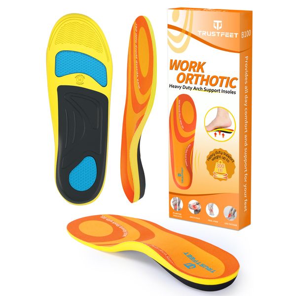 Trustfeet Work Orthotic Heavy Duty Support Insoles,Anti Fatigue Relieve Foot Pain Work Boot Shoes Inserts for Standing All Day,Plantar Fasciitis High Arch Support Insoles for Man Women-XL