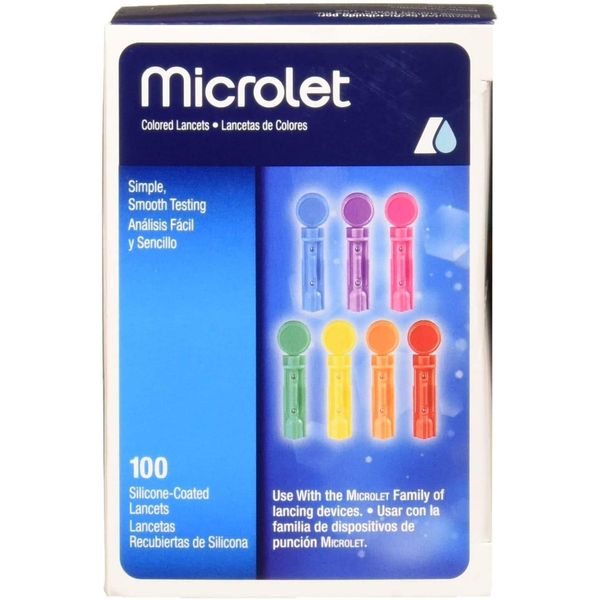 Microlet Colored Lancets 100 Each ( 2 pack)