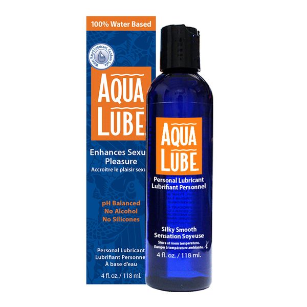 Aqua Lube I Personal 100% Water Based Lubricant I Silky & Smooth I Gentle Long-Lasting PH Balanced Formula I For Men and Women I 4 Fl Oz