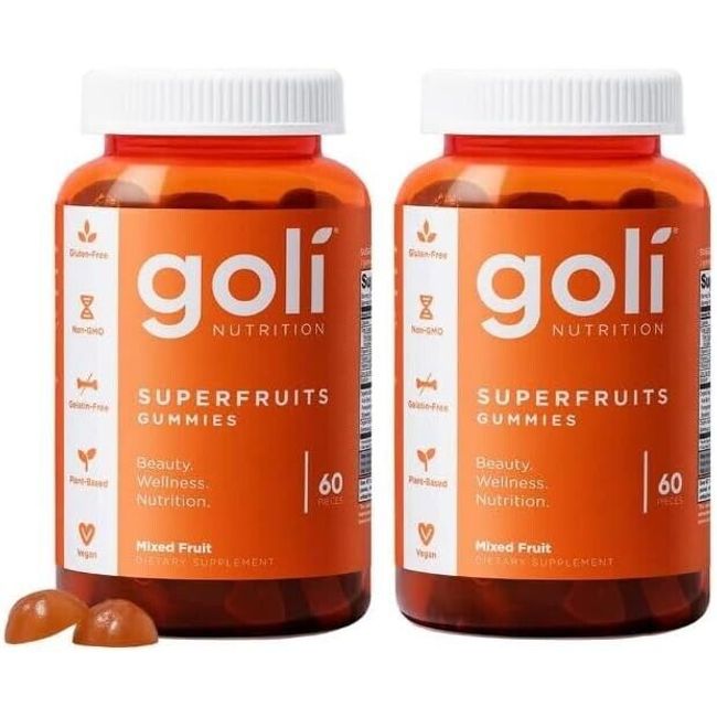 GOLI - Super Fruits Beauty - Collagen, Vegan, Non-GMO - 2 Bottles x 60 Gummies