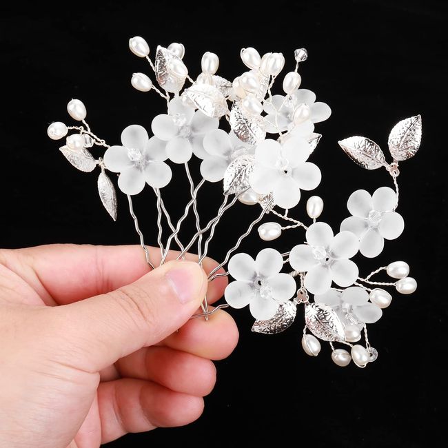 5 Stücke Haarspange Blume Braut Haarspangen Weiße Perle Haarnadeln Haarspange Silber Braut Haarschmuck Perlen Haar Blume Hochzeit Haarschmuck Kommunion Mädchen Hairpin