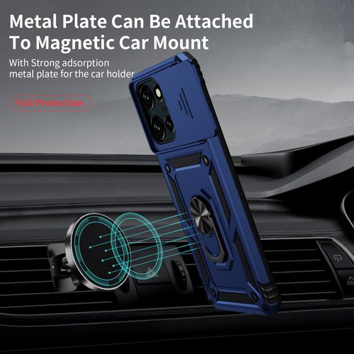 Weycolor for Moto G 2025 Case with Camera Lens Cover, HD Screen Protector, 10 FT Military Grade Drop Protection, Magnetic Ring Holder Kickstand Phone Case for Motorola Moto G 2025, Navy Blue