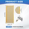 sourcing map 10Pcs Solderable Breadboard, 2.76"x1.18" Double Sided Circuit Board Yellow Tinned PCB Board Small Prototype Board for DIY Electronics Projects Apply to Soldering Projects
