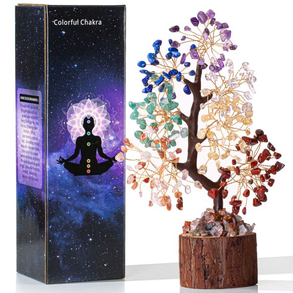 MAIBAOTA 7 Chakra Tree Crystal Tree for Positive Energy Crystal Gifts for Women Spiritual Crystal Decor Home Office Desk Decor for Women Crystal Tree of Life for Meditation